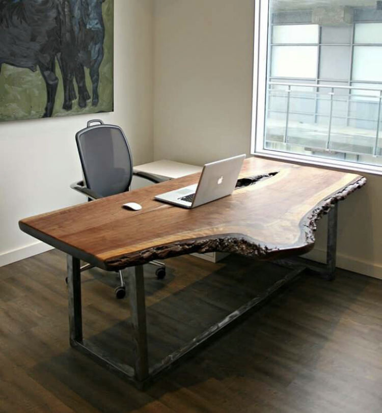письменный стол из слэба дуба размером  130х80см №4 с подстольем