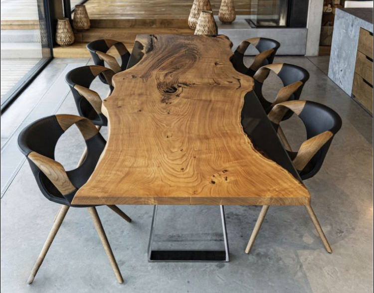 кухонный стол из слэба дуба размером  190х90см №50 с подстольем